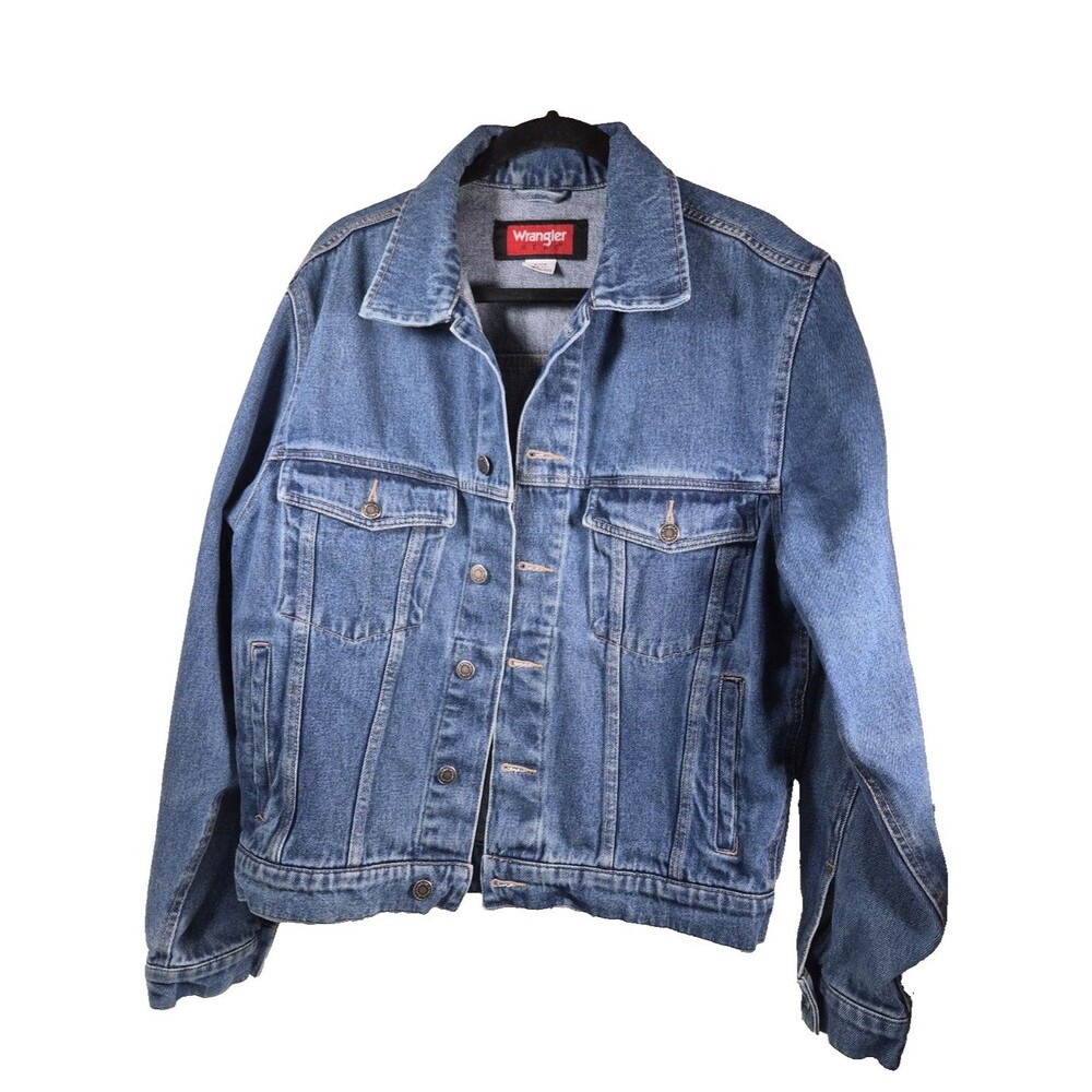 Vintage Y2K Wrangler Hero Mens Small Blue Denim Jean Jacket Trucker Cotton Coat